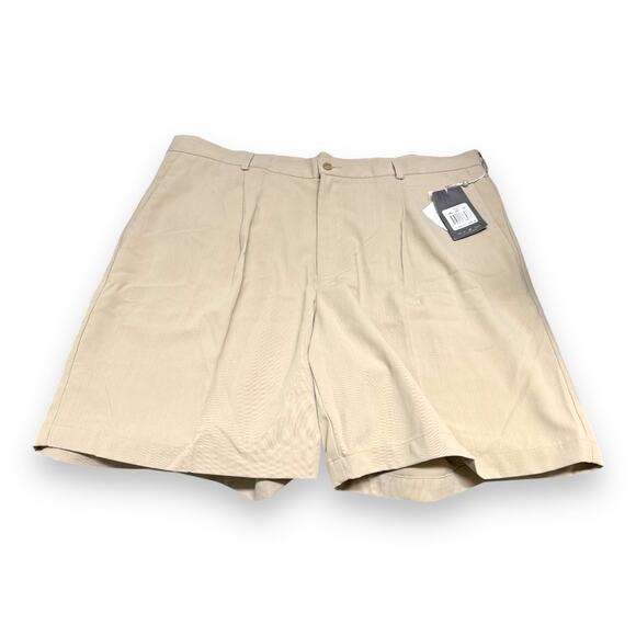 Nike Golf Mens Shorts Sz 42 Khaki Textured Teflon Wrinkle Resistant Pleated NEW - Picture 2 of 6
